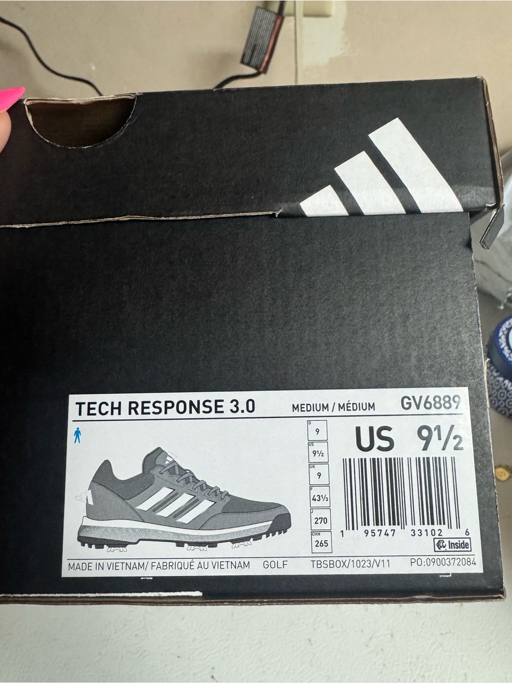 adidas Tech Response 3.0 Golf Shoes - Black/White